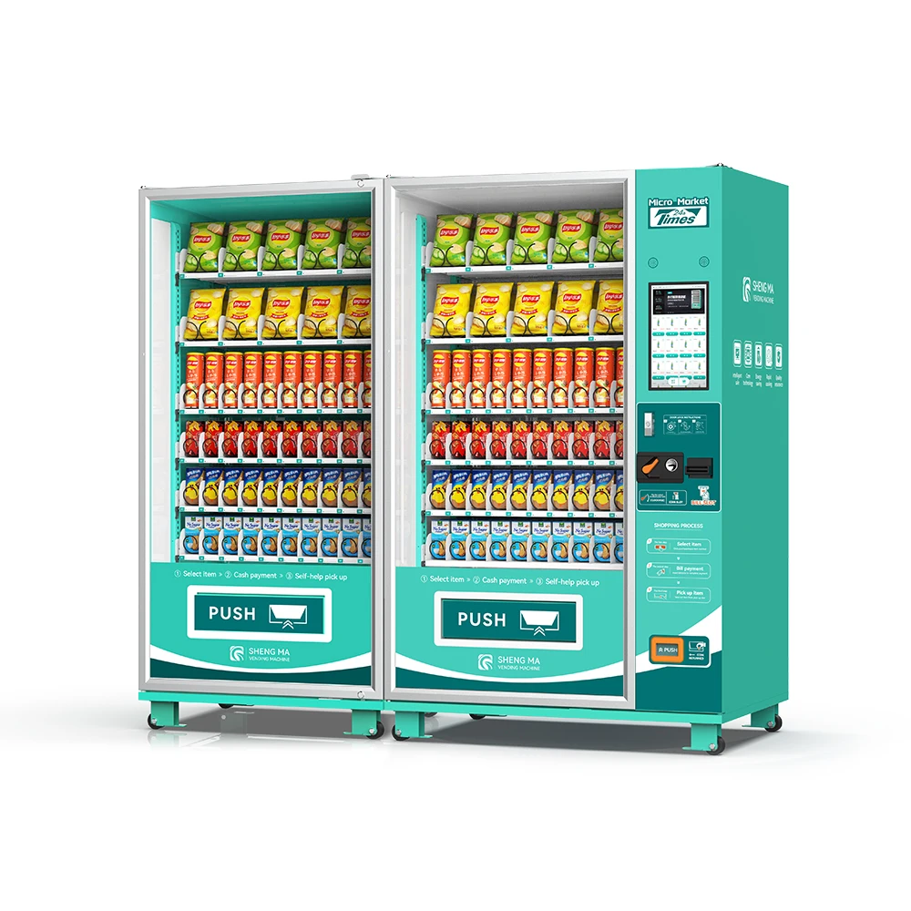 OEM/ODM Combo Vending Machine with Touchscreen Display Spiral Carrying Path for Shopping Malls Accepts QR Code & Token Payments