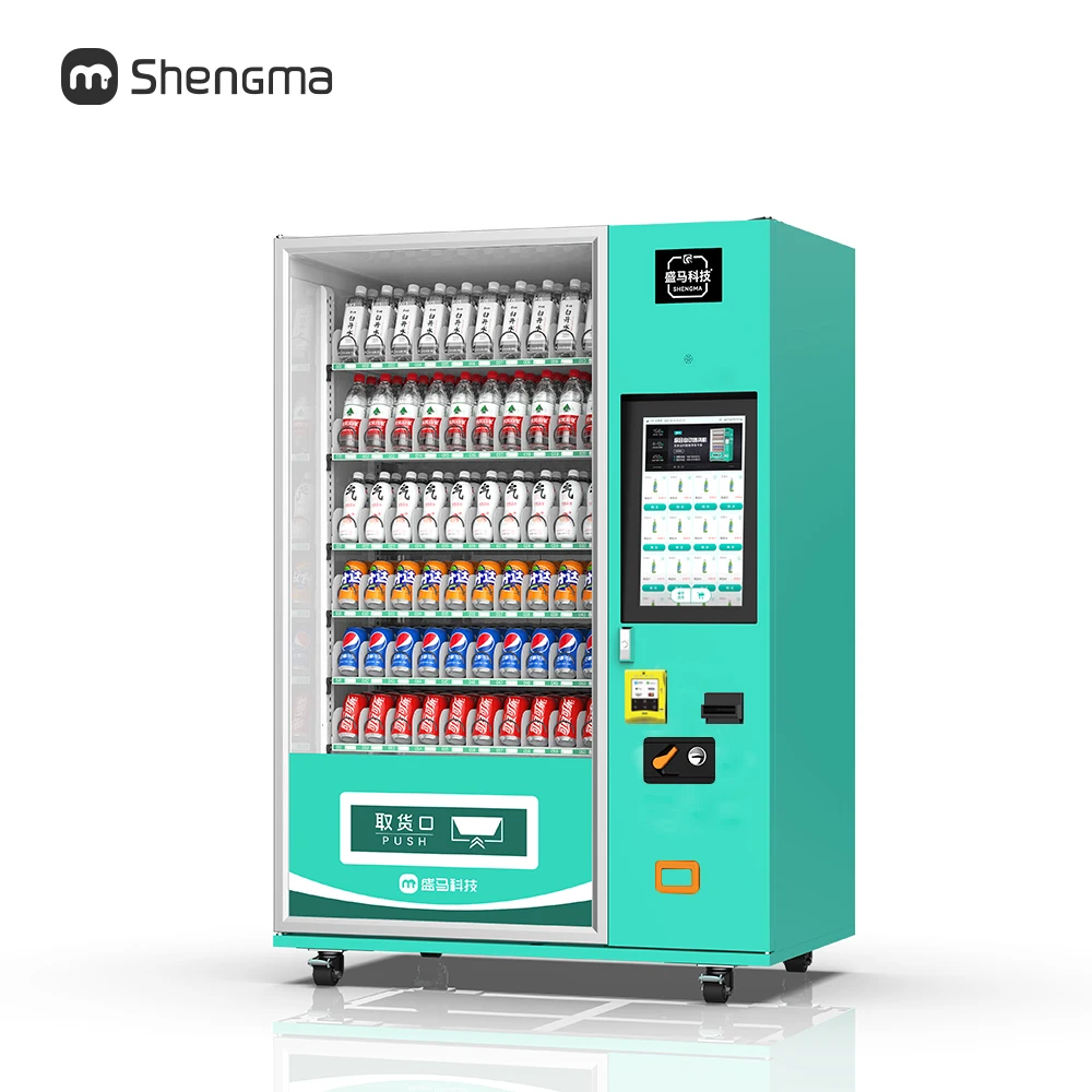 Touch Screen Combo Vending Machine for Bottled Drinks Snacks Shopping Malls SDK Function Vending Machine Coin QR Code Payment