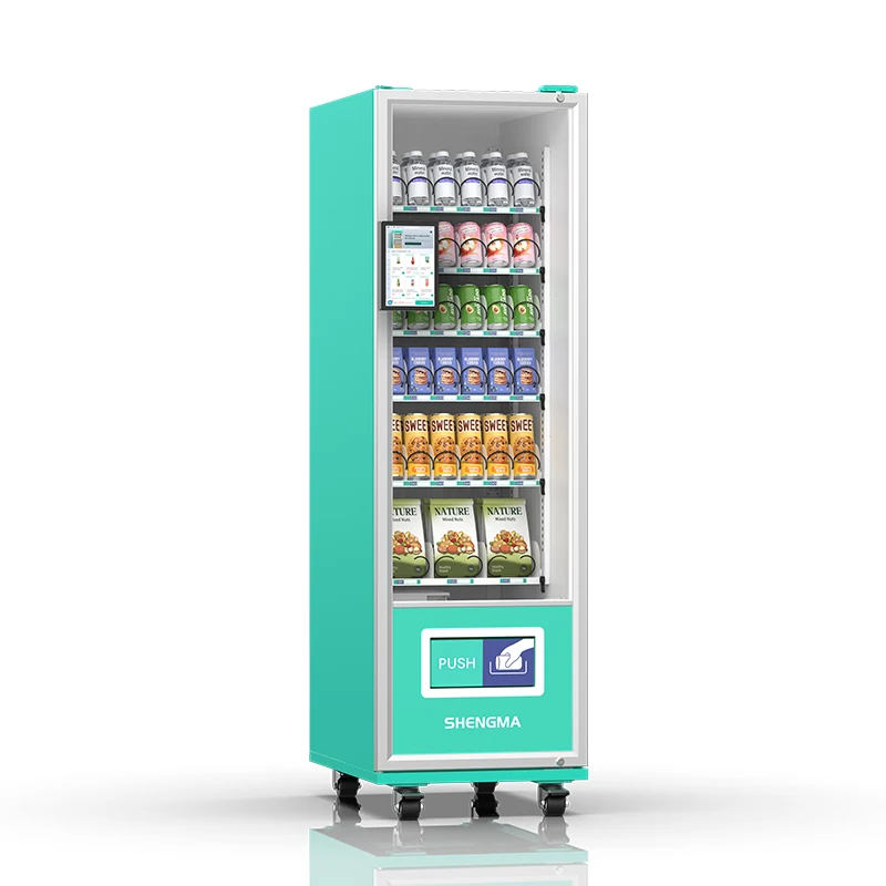 Unmanned Automatic Vending Machine for Snacks Drinks Touch Screen 4G LTE Cloud-Based Management Coin QR Code Token Payment