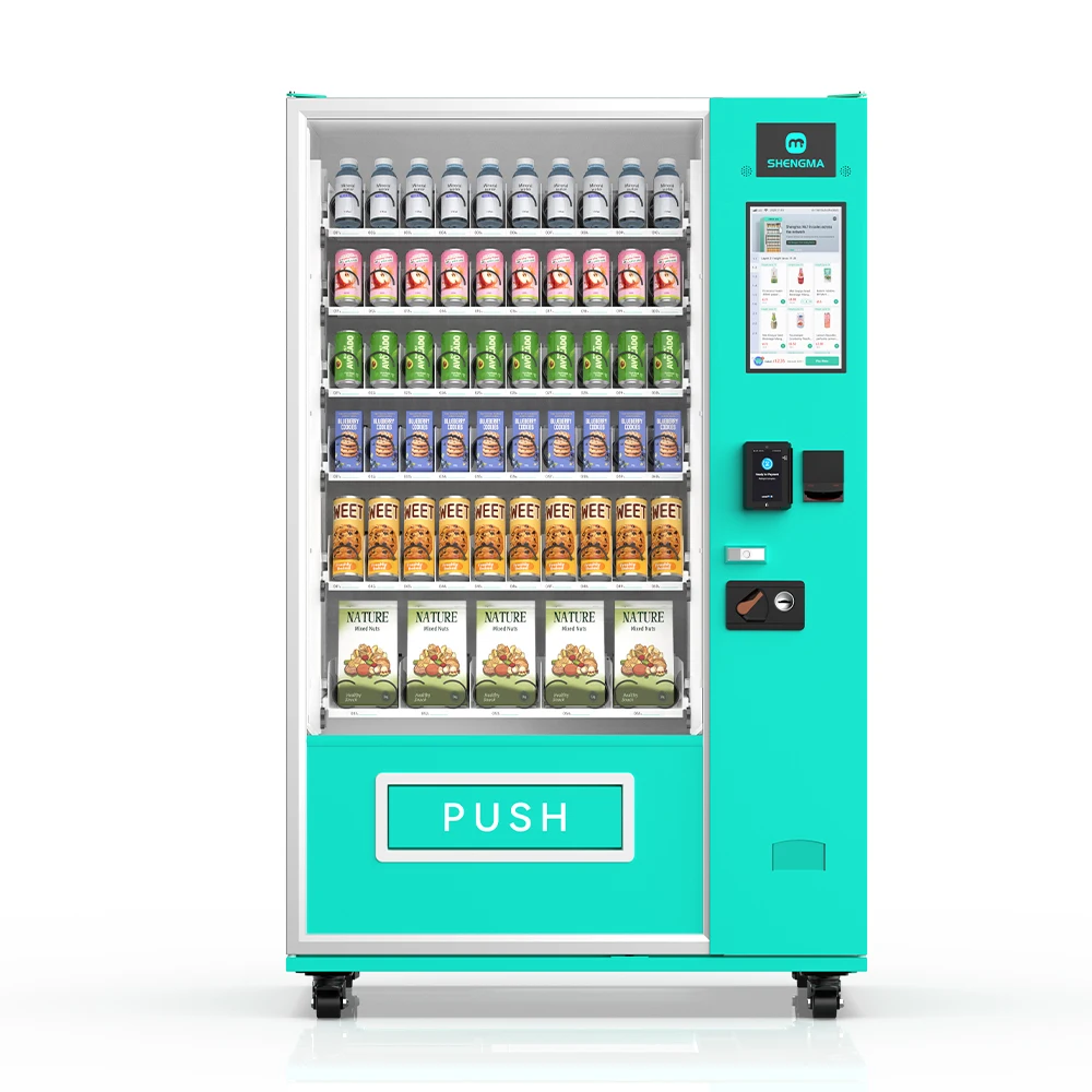 Touch Screen Beverage Snack Vending Machine Credit Card QR Code Payment Aluminum Alloy Body SDK Functions Cloud-Based Management