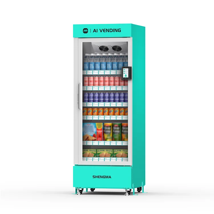 Smart AI Foods and Drinks Vending Machine with AI Vision 570L Capacity Metal Plate Remote Monitoring