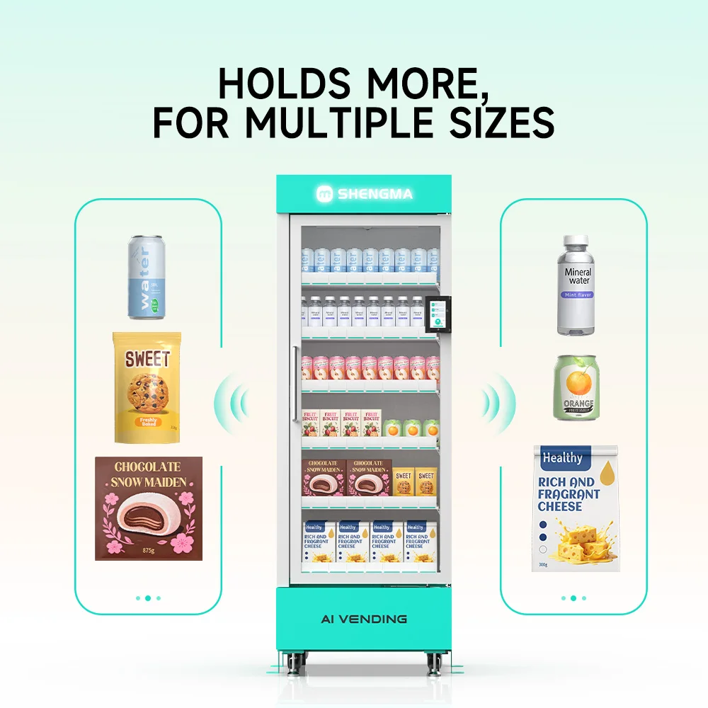 Shengma Brand 570L High-Efficiency Compressor Cooling Snack Drinks Card Payment System Remote Monitoring Ai Vending Machine