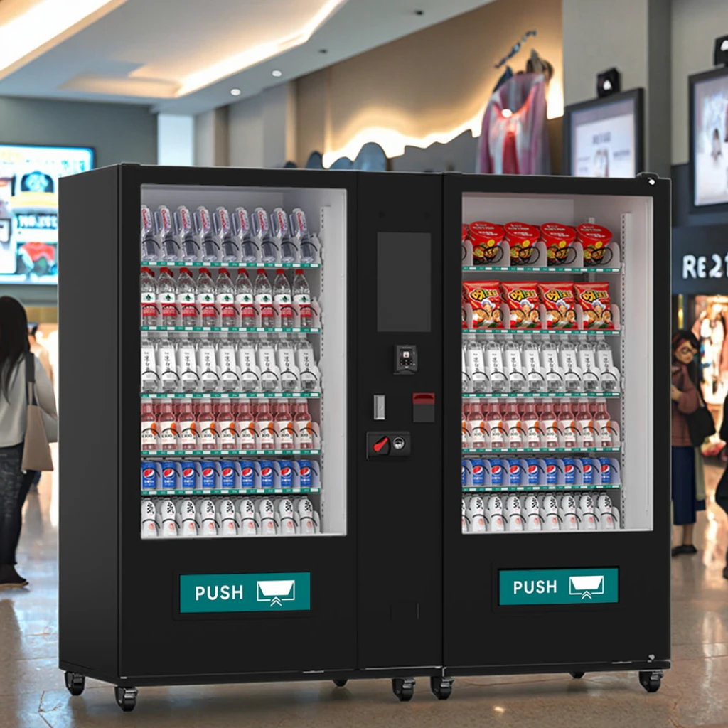 24-Hour Self-Service Combined Cabinet Vending Machine Large Capacity for Food Drinks Accepts Credit Card Coin for Shopping Malls