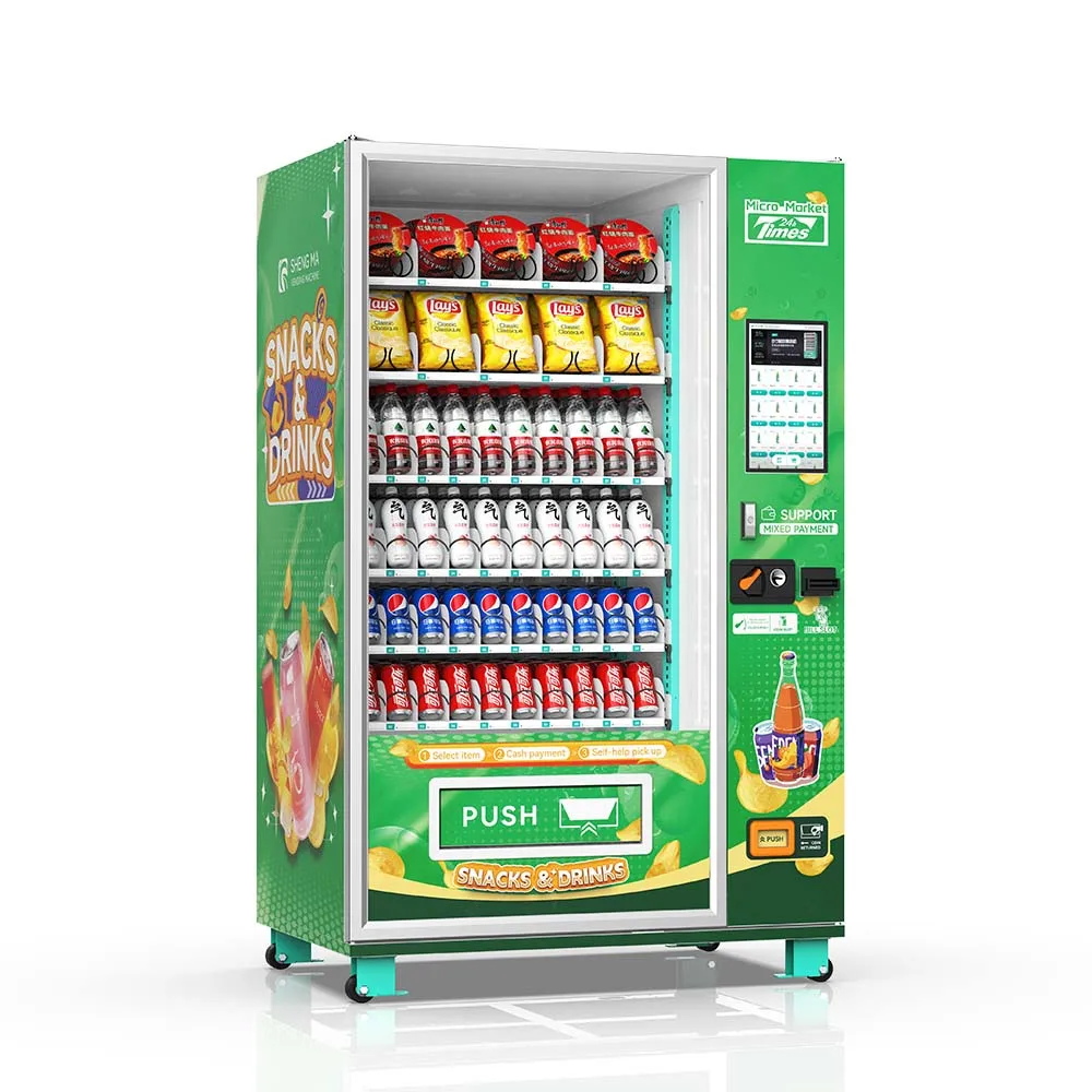 Multi Function Compressor Cooling Touchscreen Drinks Vending Machine Credit Card/Coin/QR Code Payments Cloud-Based Management