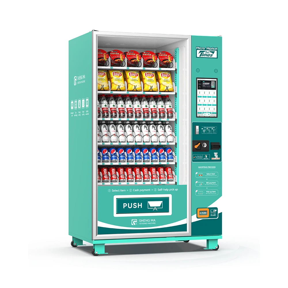 Customized Healthy Food Vending Machine for Metro Attractive System for Effective Sales Combo Drinks and Snack Vending Machine