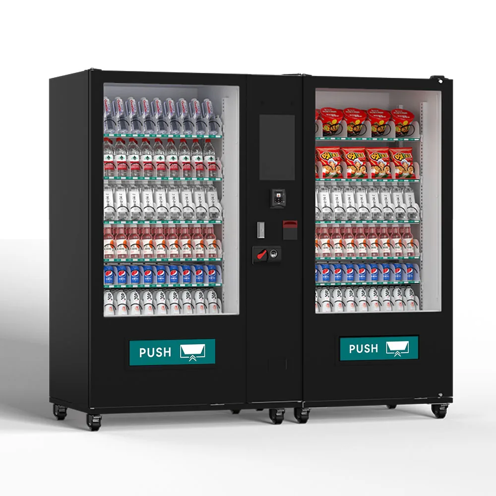 Double Side Vending Machine Self-service Store Combo Big Vending Machine for Foods and Drinks Coin Cool Drinks Vending Machine