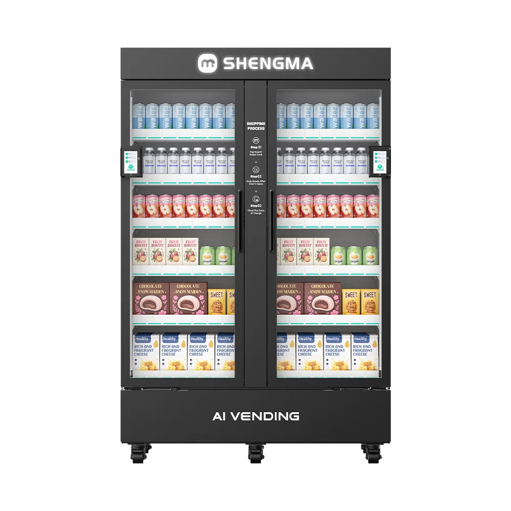 Commercial 1000L AI Open Style Vending Machine Visual Recognition System Compressor Cooling 24/7 Operation Remote Monitoring