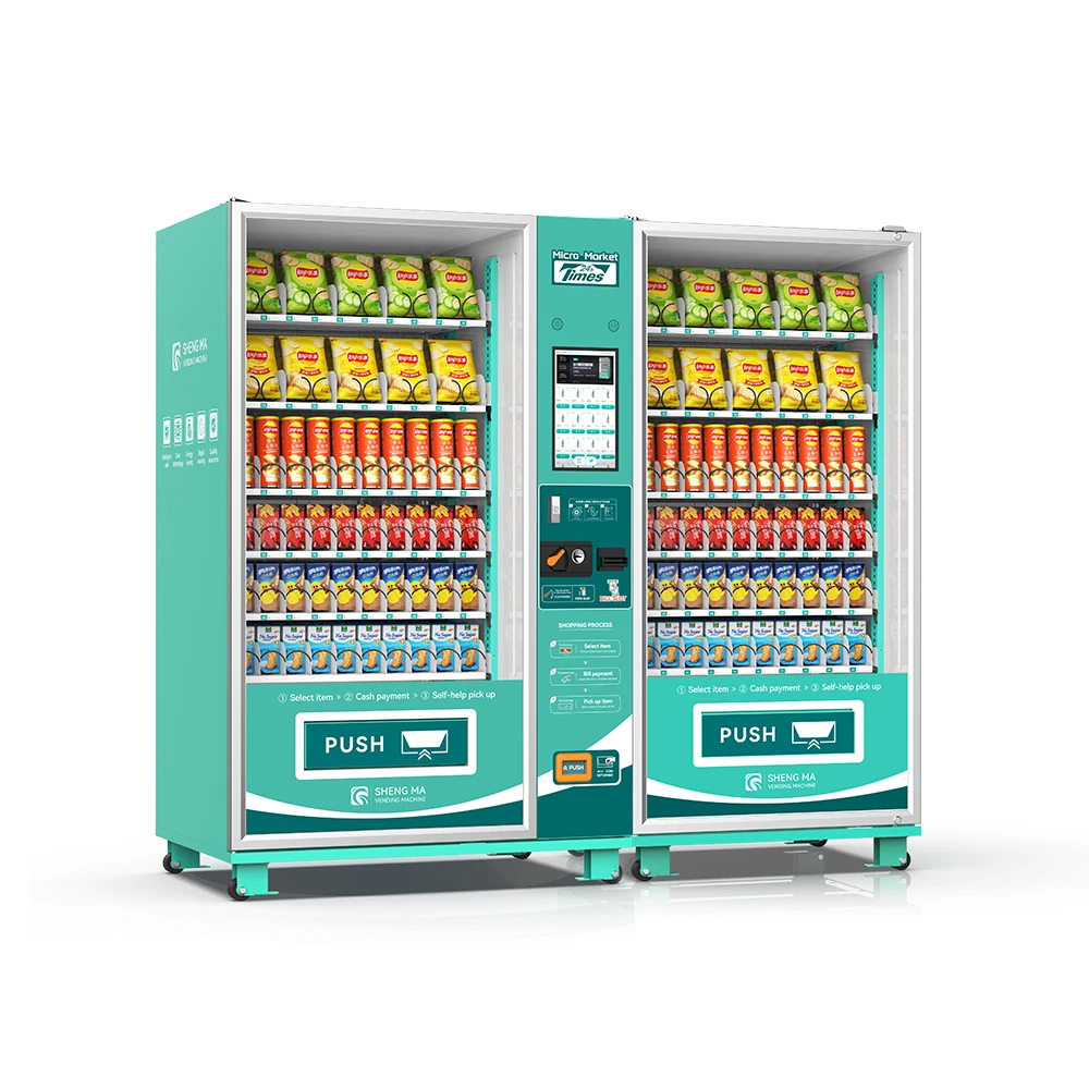High-Capacity Screen Combo Snacks/Drinks Vending Machine High Performance with QR Code Payment System Adjustable Cargo Channel