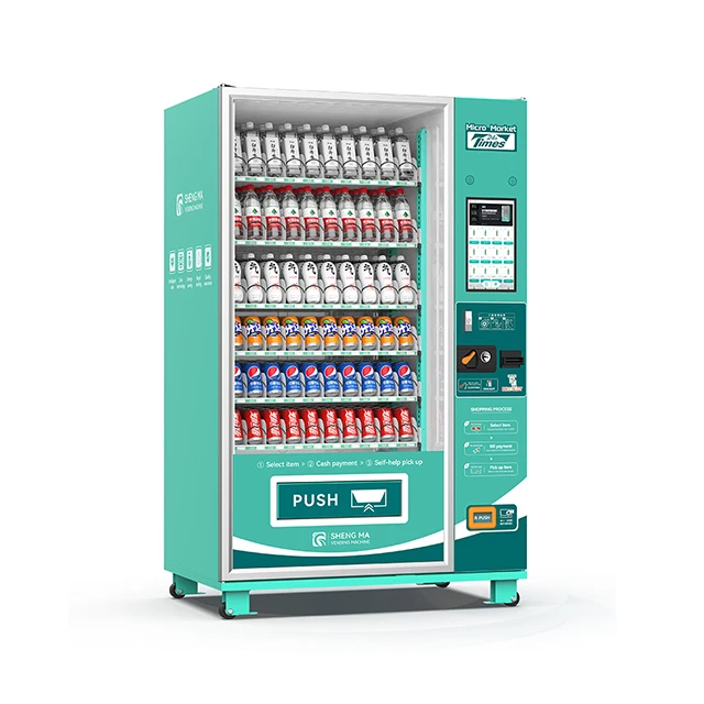 Touch Screen Digital Ice Bottled Drinks Waters Vending Machine Combo with Credit Card Payment System for Shopping Mall Use