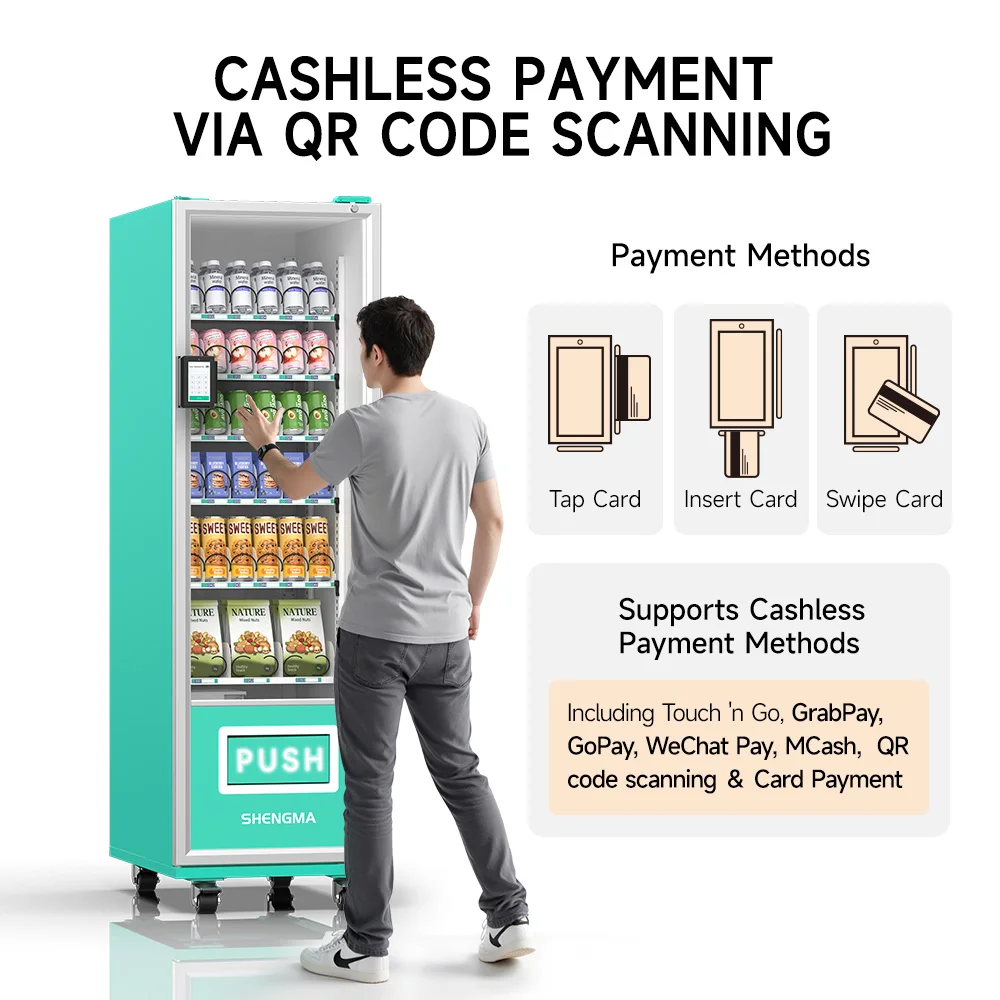Compact Commercial 36 Channels Spring Vending Machine 10 Inch Touch Screen 200-300 Capacity 4G LTE Cloud-Based Management SDK