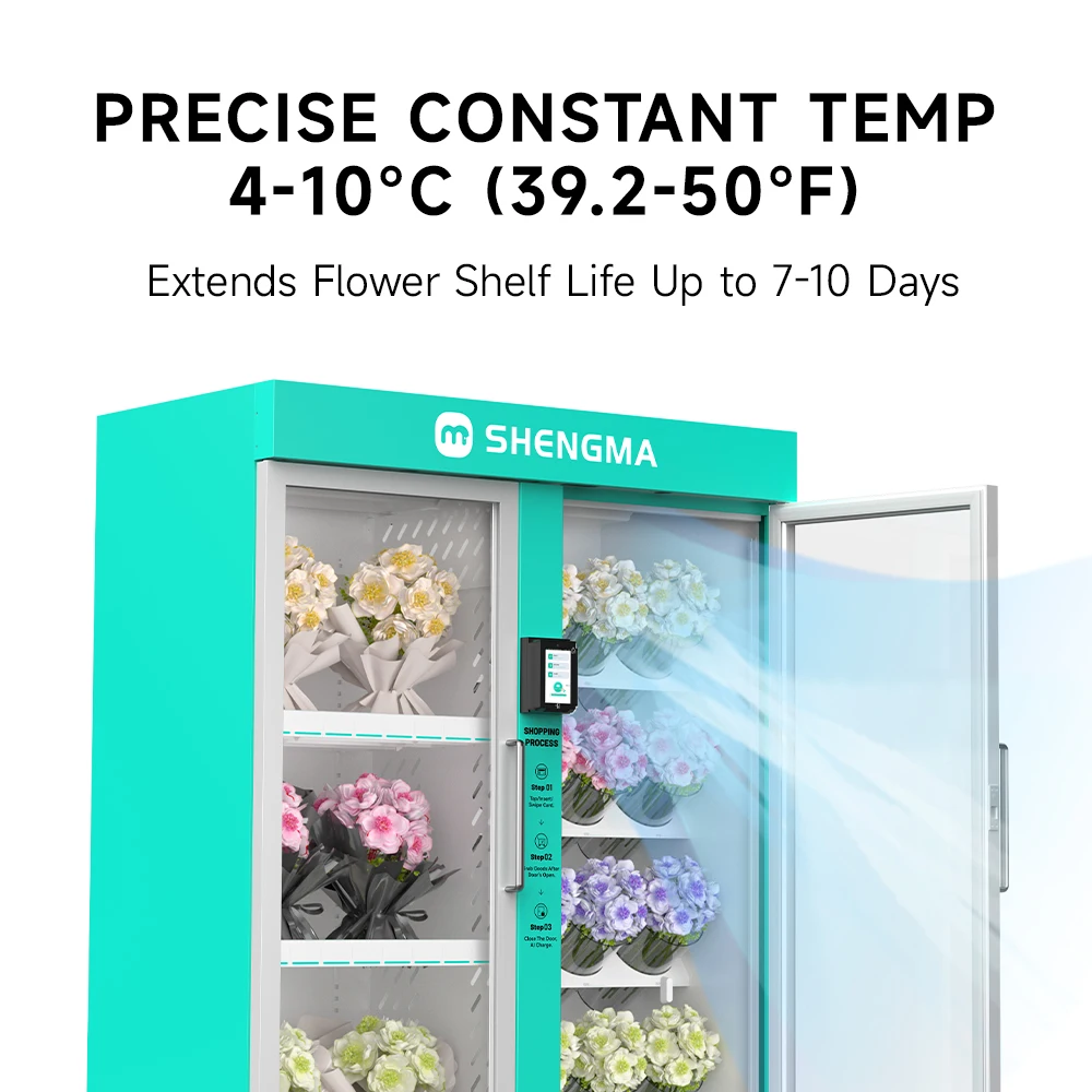 Commercial Grade 1130L AI Smart Vending Machine Unmanned Fresh Flower Retail Equipment With Touch Screen