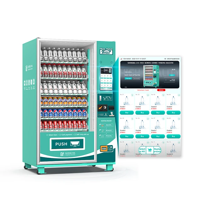 Customizable Bus Station Vending Machine Anti-theft Door Lock Variable Temperature Cashless Payment Accepts Credit Cards SDK