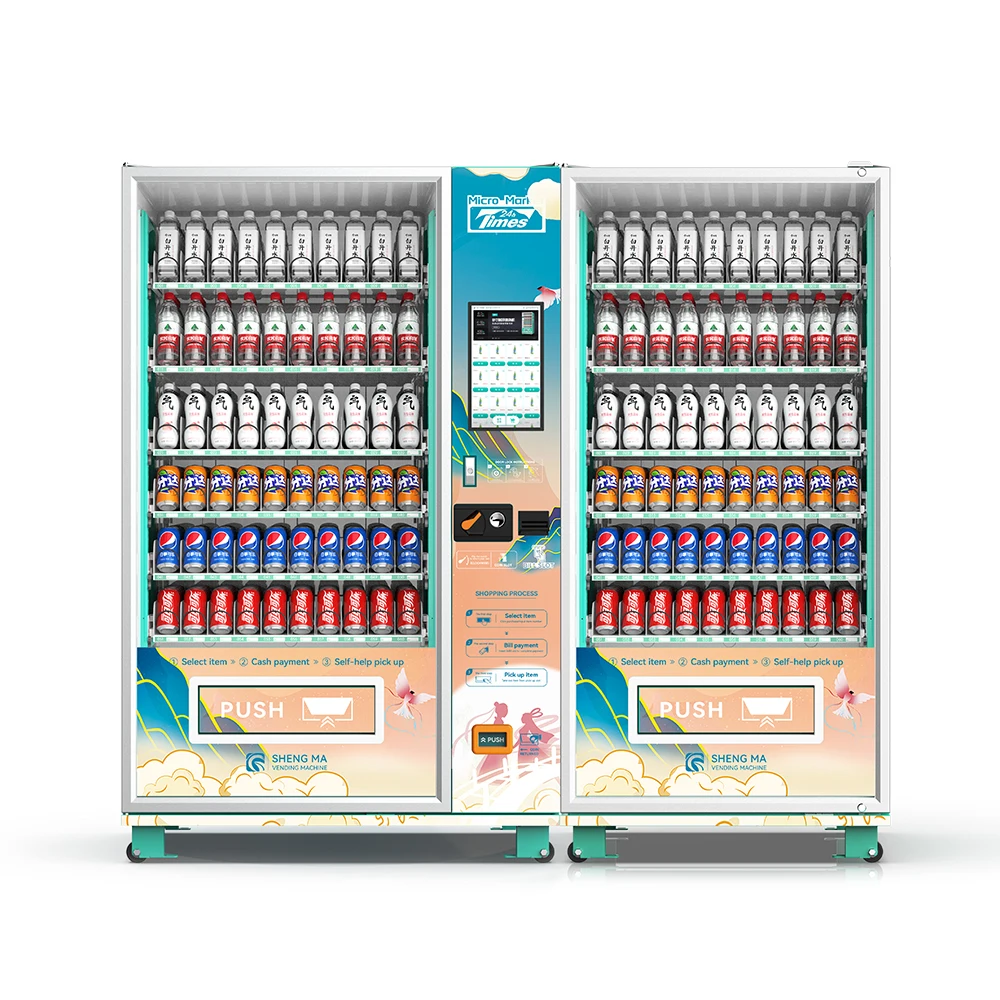 Fully Automatic Slim Settlement Usa Intelligent Micro Market Drinks and Soda Vending Machine for Public Park